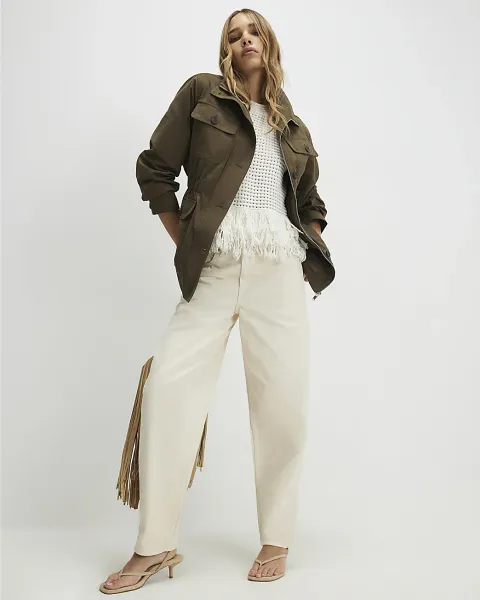 River Island Cotton Blend Funnel Neck Jacket