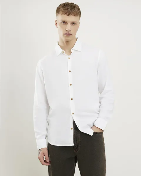 River Island Regular Fit Linen Blend Shirt