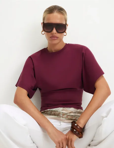 River Island Kimono T-Shirt Burgundy