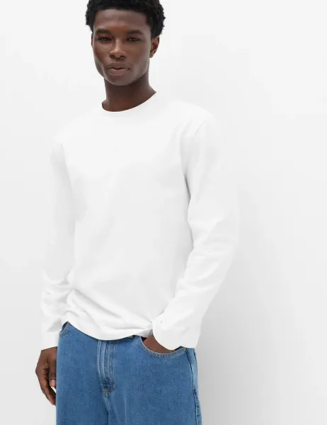 Marks & Spencer Pure Cotton Soft Touch Long Sleeve T-Shirt White