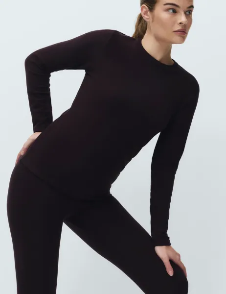 Marks & Spencer Heatgen Maximum Thermal Crew Neck Top Dark Aubergine