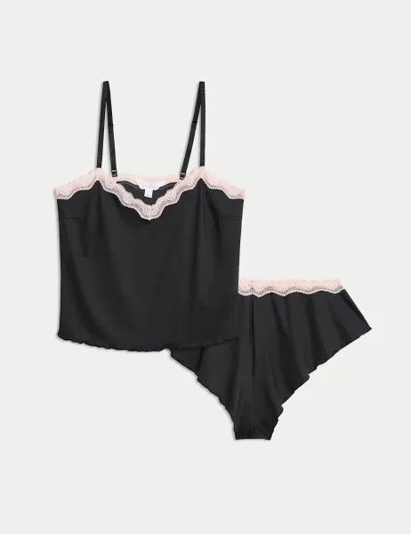 B by Boutique Micro & Lace Cami Set Black Mix