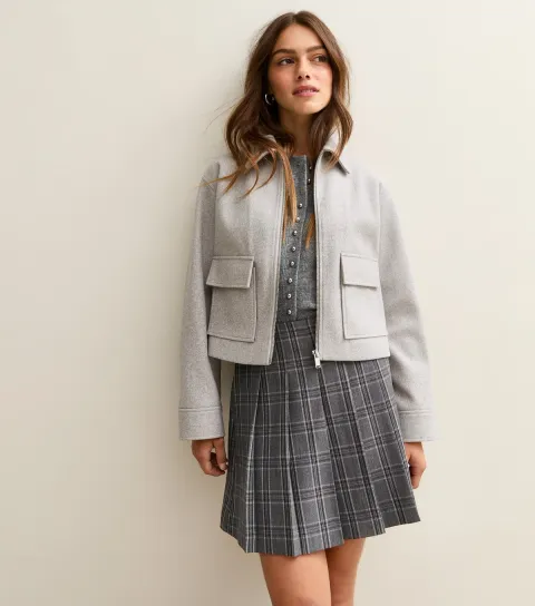 New Look Women's Petite Grey Zip Up Shacket