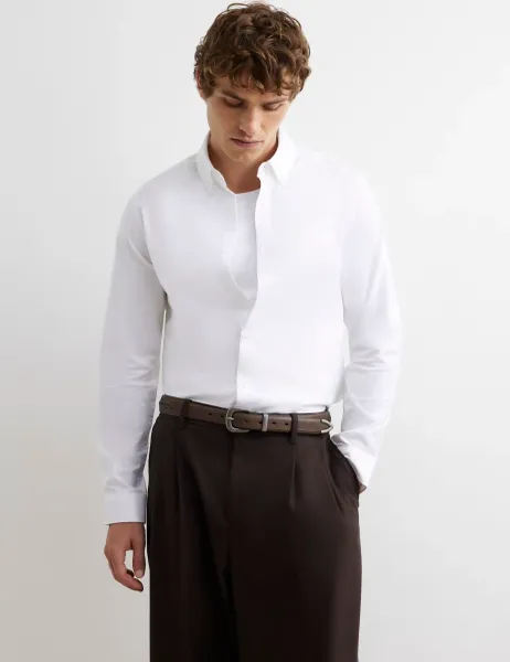 River Island Slim Fit Cotton Rich Oxford Shirt White