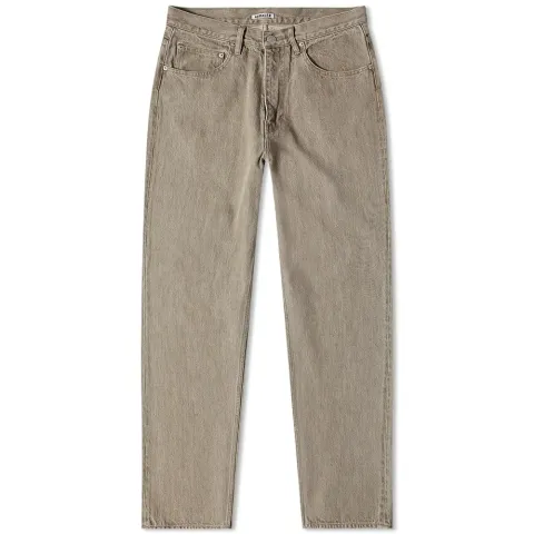 Washed Twist Denim Wide Jeans
