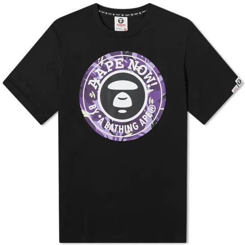 AAPE Purple Glow Camo Moon Face T-Shirt