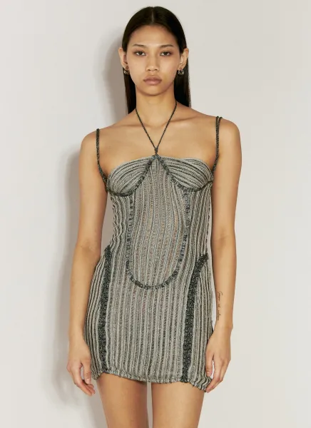 Petal Open-Knit Mini Dress