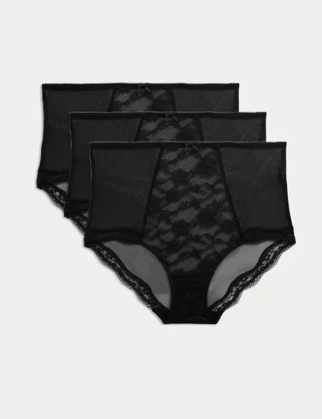 Marks & Spencer 3pk Jasmine Lace Full Briefs Black