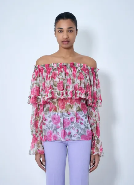 Off-Shoulder Floral Blouse