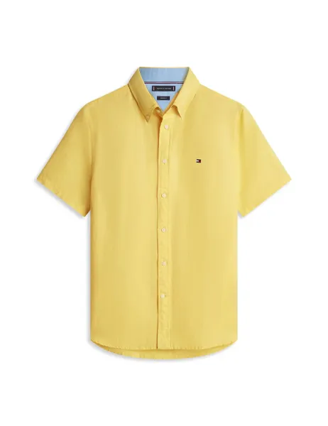 Tommy Hilfiger Regular Fit Linen Blend Shirt Yellow