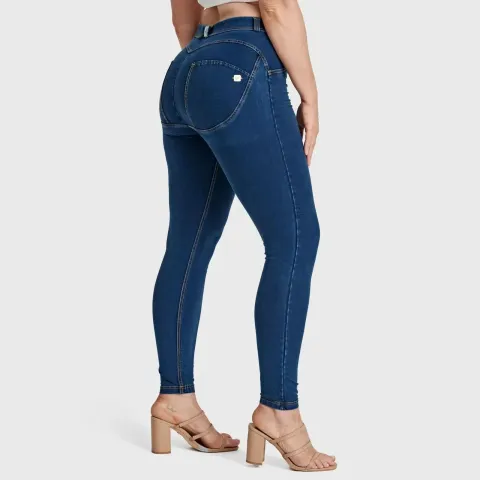 Freddy WRUP Curvy Denim - High Waisted - Full Length - Dark Blue + Yellow Stitching