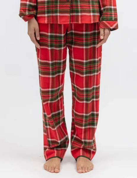 Cyberjammies Family Christmas Pure Cotton Checked Pyjama Bottoms Red Mix