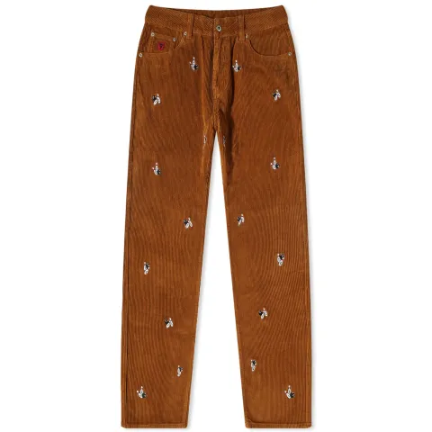 Embroidered Corduroy Pants