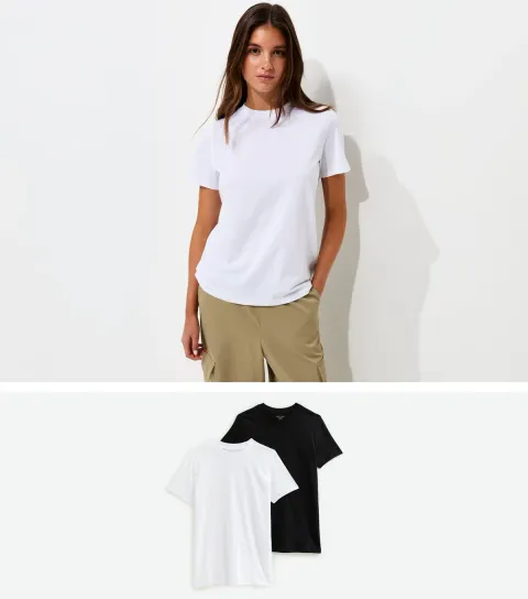 Women's White Cotton Pack Of 2 Relaxed T-Shirts