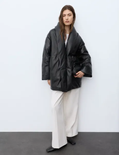Autograph Pure Leather Padded Jacket Black