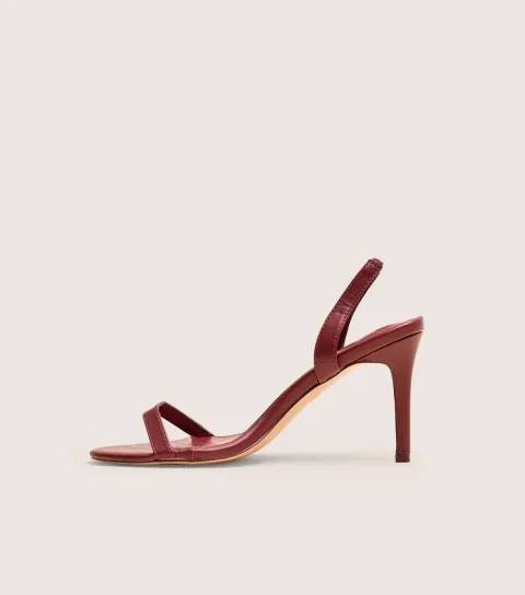 Women's Wide Fit Dark Burgundy Slingback Stiletto Sandals