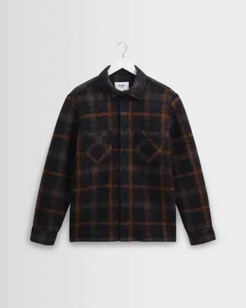 Whiting - Teal and Orange Drawn Check Wool Overshirt