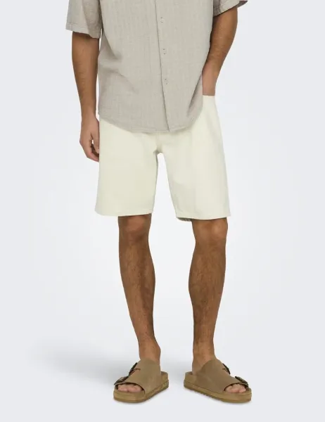 Only & Sons 5 Pocket Straight Fit Denim Shorts Beige
