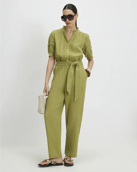 River Island Cotton Textured Jumpsuit