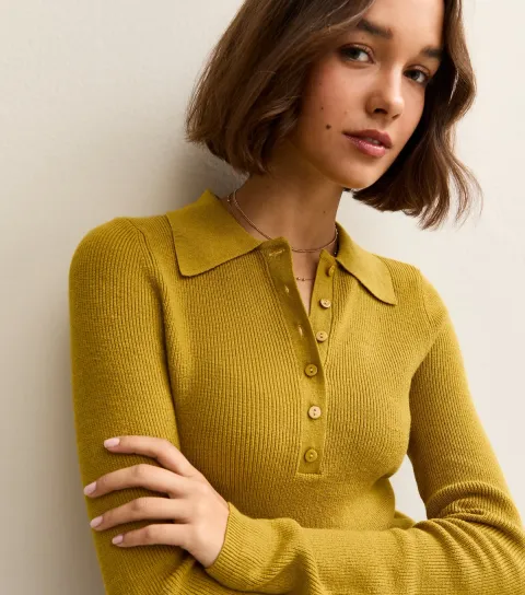 Women's Mid Green Lightweight Button Up Polo Top