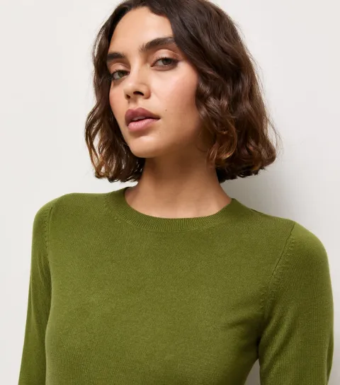 Women's Tall Bright Green Fitted Jumper