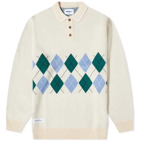 Long Sleeve Diamond Knit Polo