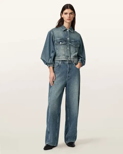 Carter Stripe Mid Rise Denim Jeans