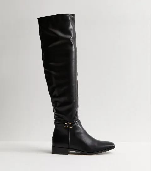 Women's Black Faux Leather Boots