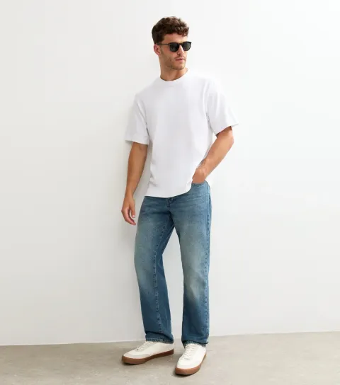 Men's Blue Straight Leg Denim Jeans