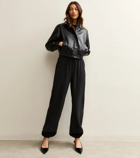 Women's Tall Black Drawstring Cuffed Joggers