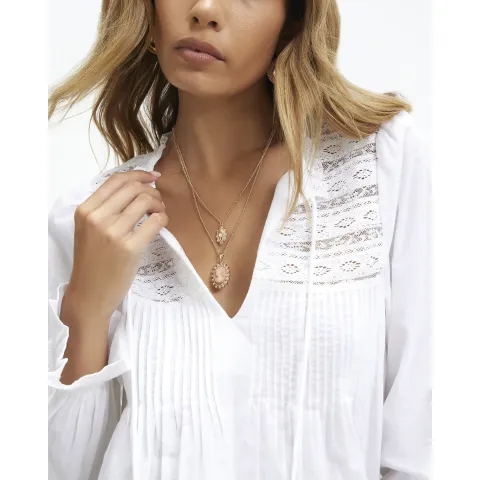 River Island Cameo Multirow Necklace