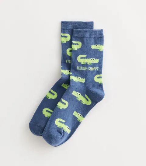 Blue Feeling Snappy Crocodile Socks