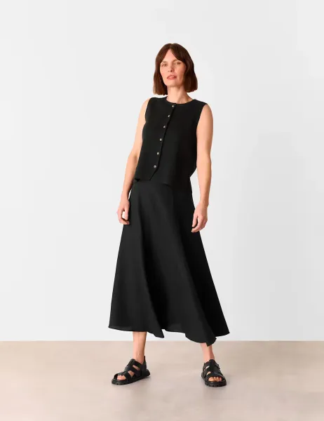 Whistles Lucy Cotton Rich Crew Neck Button Through Waistcoat