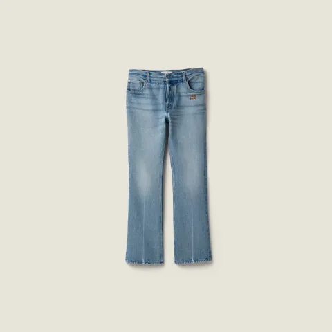 Five-pocket washed denim jeans