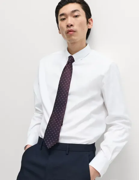M&S SARTORIAL Regular Fit Pure Cotton Twill Shirt White