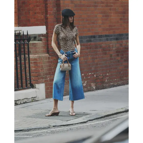 River Island High Waisted Raw Hem Clean Culotte Jeans
