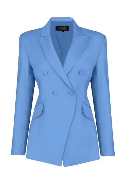 Imogen Jacket in China Blue Wool Faille