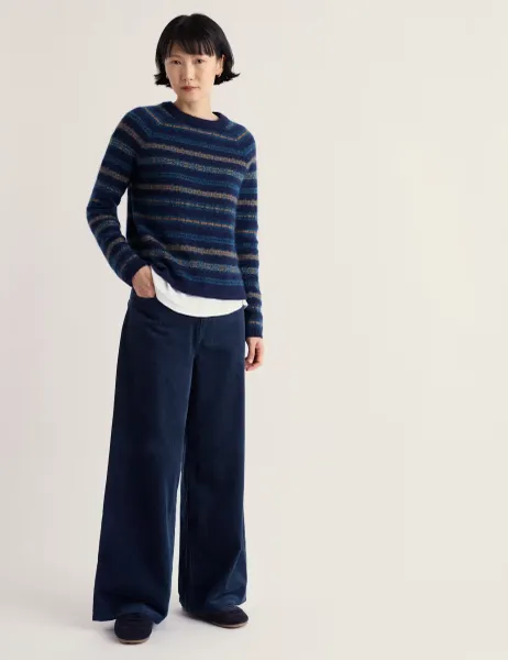 Seasalt Cornwall Pure Cotton Cord Wide Leg Trousers Navy