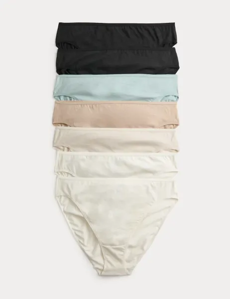 Marks & Spencer 7 Pack Pure Cotton High Leg Knickers Cream Mix