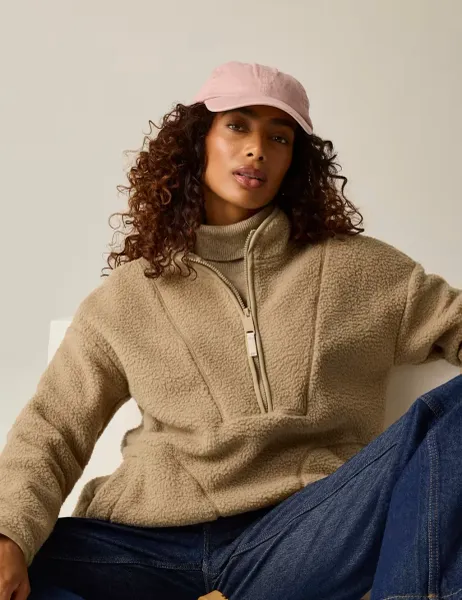 Regatta Frankie Borg Funnel Neck Longline Sweatshirt Beige