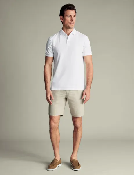 Charles Tyrwhitt Linen Blend Flat Front Shorts Stone