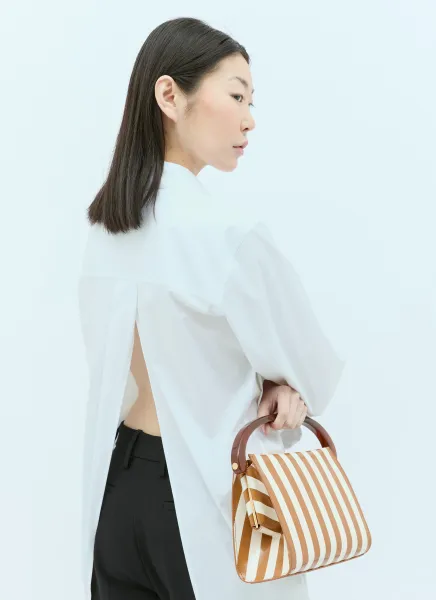 Striped Leather Handbag