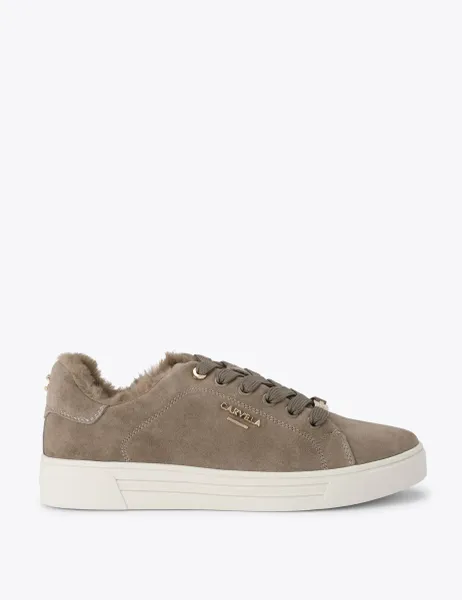 Carvela Suede Faux Fur Lined Trainers Beige