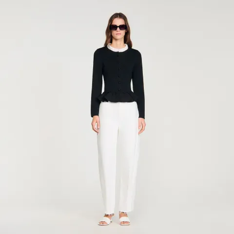 Removable collar peplum cardigan