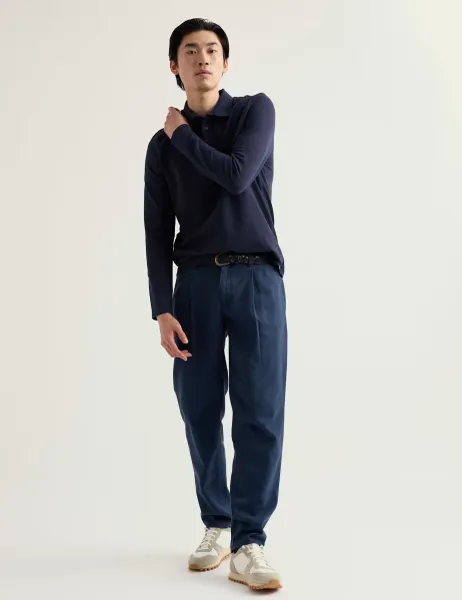 Seasalt Cornwall Tapered Fit Linen Rich Chinos Navy