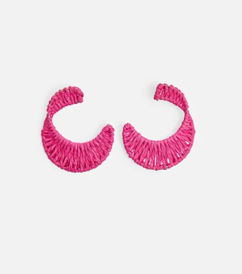 Dark Pink Woven Half Hoop Earrings