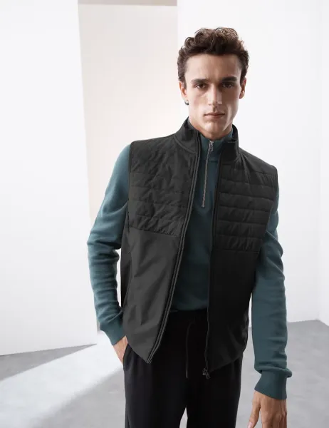 Autograph Funnel Neck Quilted Gilet Black