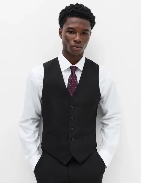 Marks & Spencer Regular Fit Machine Washable Waistcoat Black