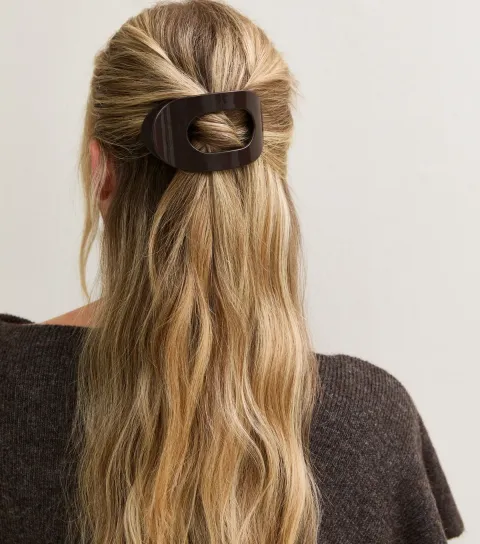 New Look Dark Brown Curved Shiny Cut Out Hair Claw Clip