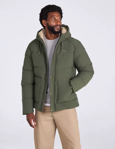 Mountain Warehouse Borg Lined Padded Hooded Jacket Khaki